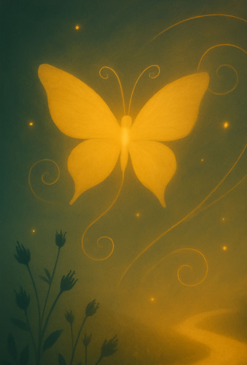     Visuele metafoor voor innerlijke groei en het loslaten van oude patronen.